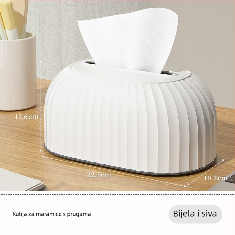 Kutija za maramice s prugama, za kupaonicu i dnevni boravak – stolni organizator, minimalistički dizajn