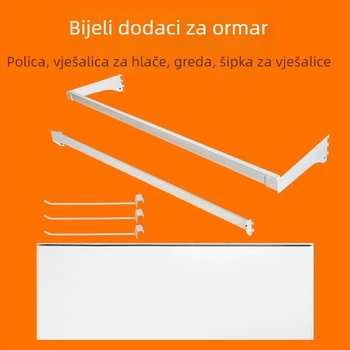 Podni stalak za odjeću s perforiranom pločom, metalnim policama i šipkama za hlače