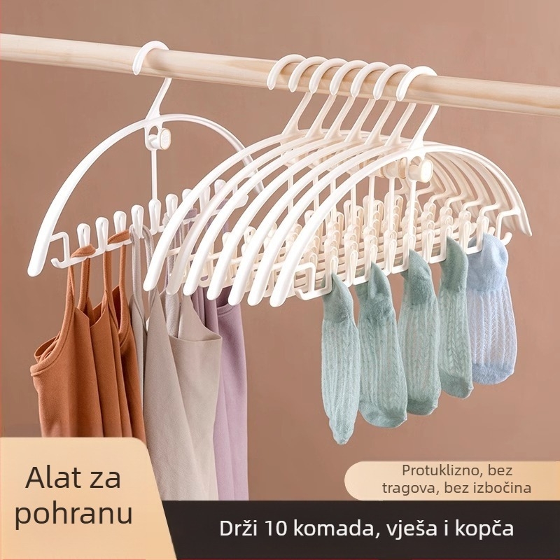 Vješalica za odjeću s valovitim dizajnom i protukliznom površinom, bez tragova, za pohranu u studentskom domu