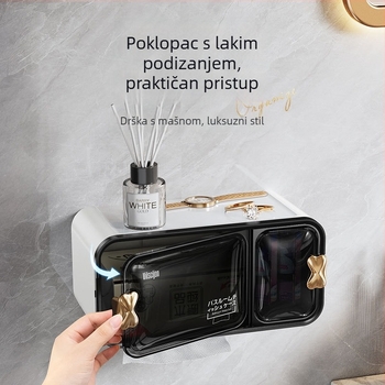 Velika zidna kutija za papirnate ubruse, bez bušenja, vodootporna, luksuzni dizajn za dnevni boravak, spavaću sobu i kupaonicu