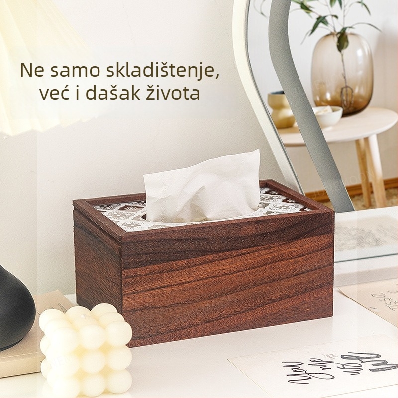 Vintage drvena kutija za maramice – elegantna drvena kutija za dom, za dnevni boravak i stol