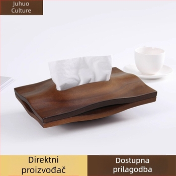 Drvena stolna kutija za maramice u obliku brda, boja oraha, moderan minimalistički dnevni boravak