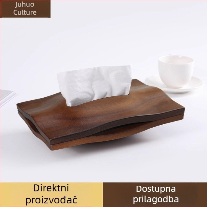 Drvena stolna kutija za maramice u obliku brda, boja oraha, moderan minimalistički dnevni boravak