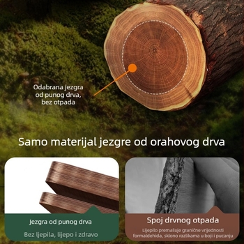 Zidni držač salvete i toaletnog papira od orahovog drveta za kupaonicu