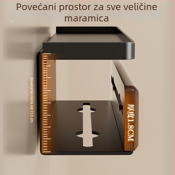 Zidni držač salvete i toaletnog papira od orahovog drveta za kupaonicu