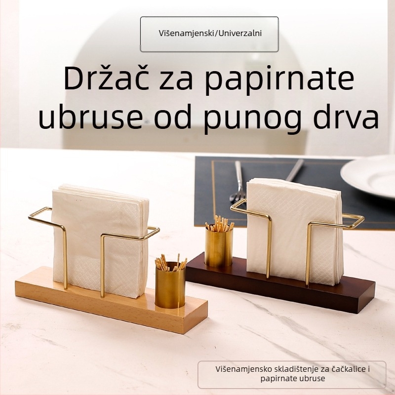 Držač papirnatih ubrusa od masivnog drveta sa kvadratnom bazom, kreativan skandinavski dizajn za stol