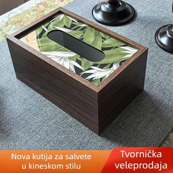 Drvena kutija za maramice - Novi kineski stil, za dnevni boravak i ured, višenamjensko skladištenje papirnih maramica