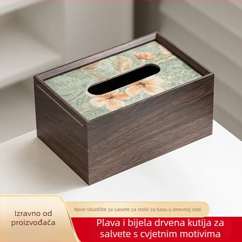 Drvena kutija za maramice - Novi kineski stil, za dnevni boravak i ured, višenamjensko skladištenje papirnih maramica