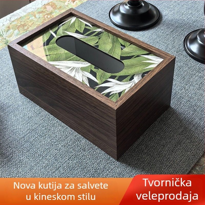Drvena kutija za maramice - Novi kineski stil, za dnevni boravak i ured, višenamjensko skladištenje papirnih maramica