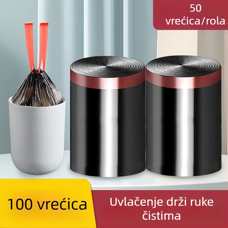 Crne vreće za smeće sa šnimom, velike u rolni, od polietilena, jednokratne, za kućnu upotrebu, ured i dom učenika