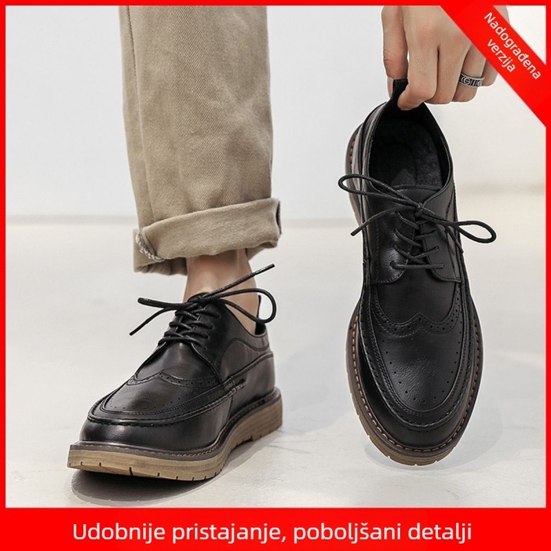 Muške kožne brogue cipele za formalni stil s unutarnjom podstavom za povećanje visine, za vjenčanje