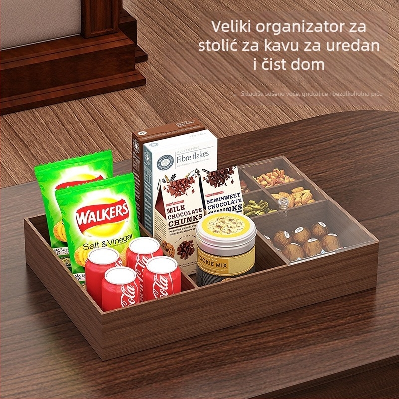 Drvena kutija za maramice za dnevni boravak i stol za kavu, višenamjenska kutija za pohranu daljinskih upravljača, grickalica i suhog voća