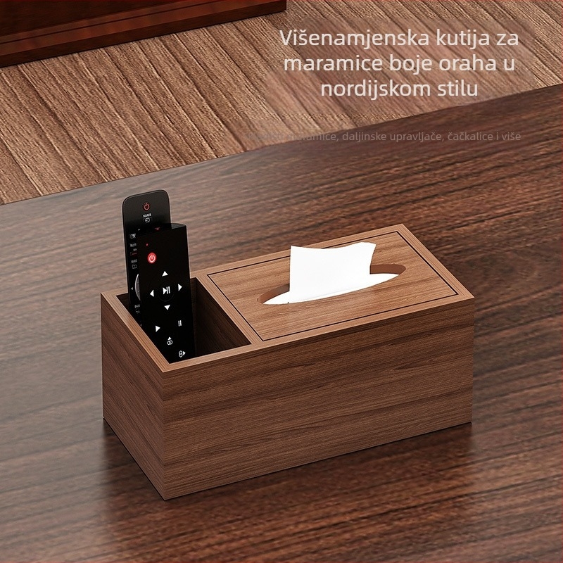 Drvena kutija za maramice za dnevni boravak i stol za kavu, višenamjenska kutija za pohranu daljinskih upravljača, grickalica i suhog voća
