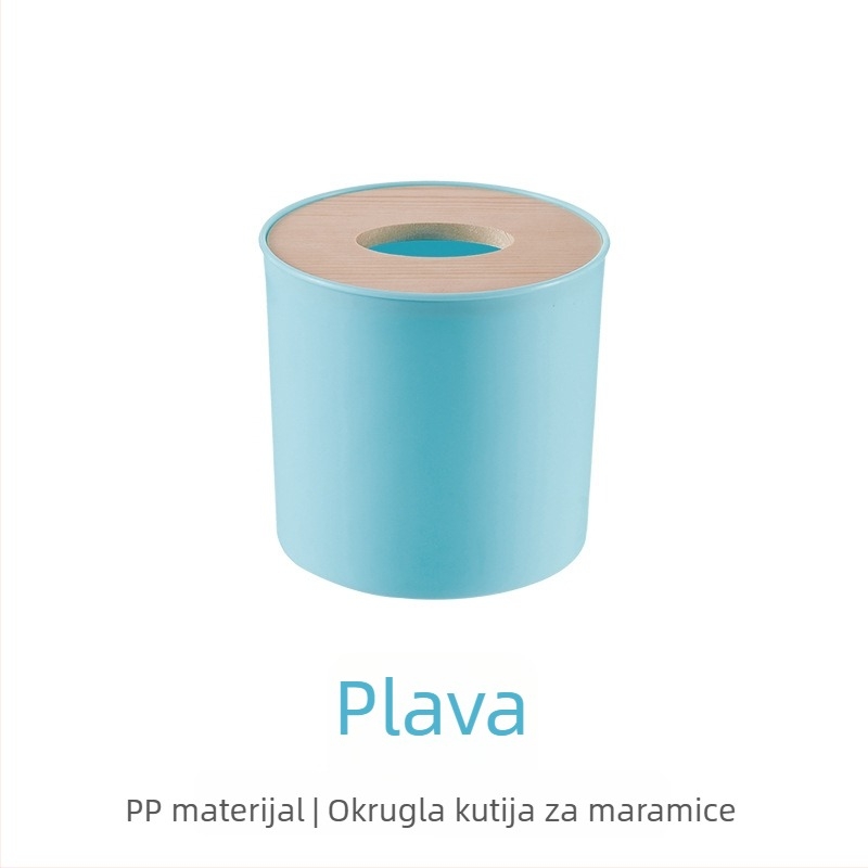 PP kutija za papirnate ubruse s okruglim poklopcem od borovog drveta, za dnevni boravak, hotel i restoran