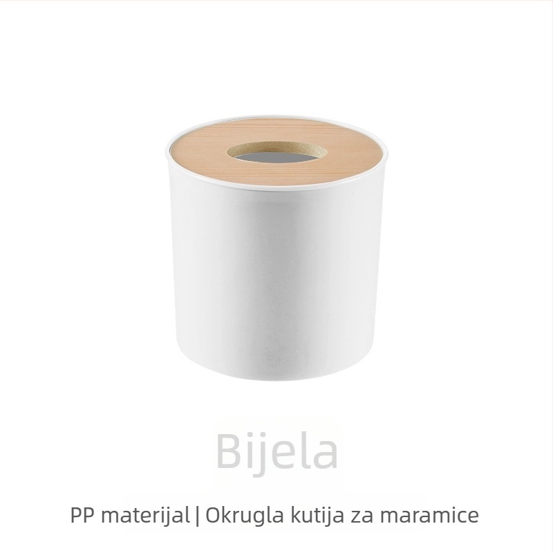 PP kutija za papirnate ubruse s okruglim poklopcem od borovog drveta, za dnevni boravak, hotel i restoran
