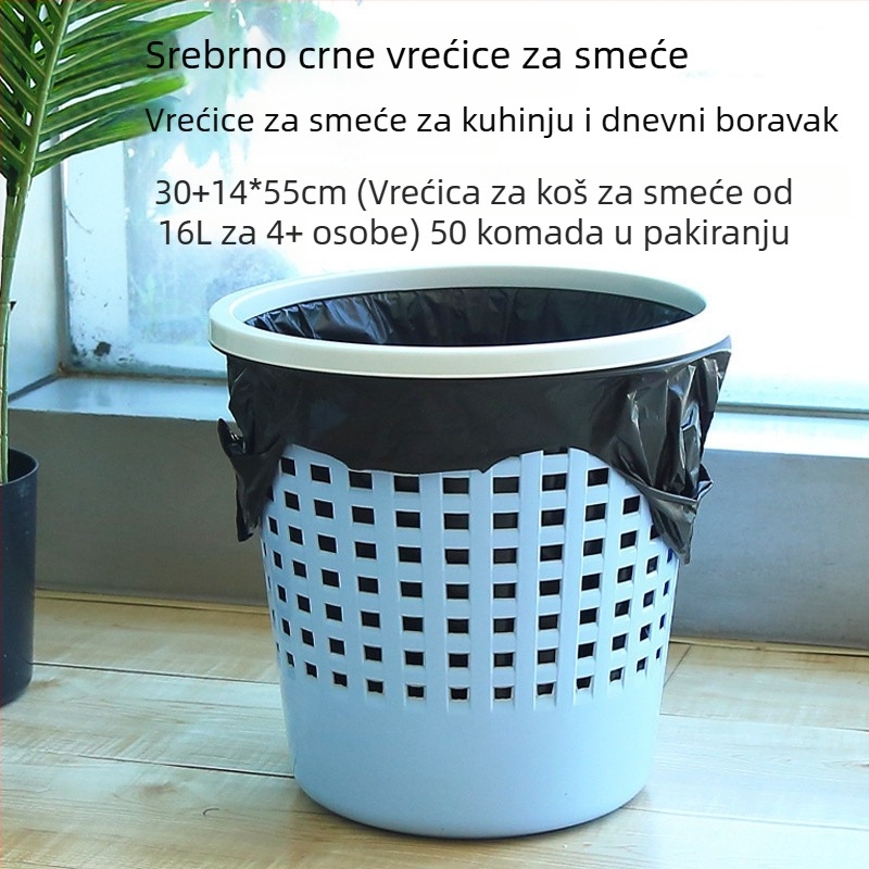 Debele crne kuhinjske vreće za otpad s ručkom, stil torbe, višekratna uporaba