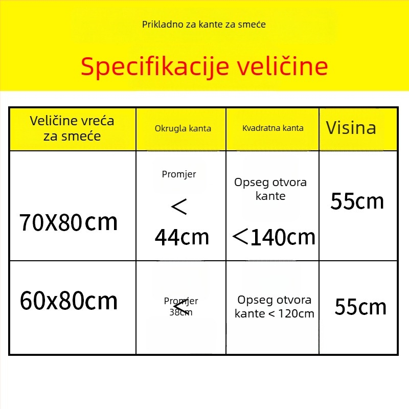 Velika debela vreća za otpad za kućnu i komercijalnu uporabu, kuhinja i catering, crna, velika veličina, 60/70/80, plastika