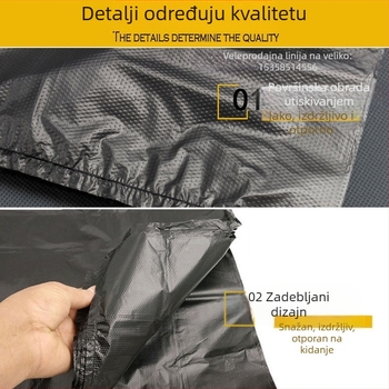 Velika crna vreća za otpad s ručkama u stilu prsluka, debeli HDPE, za hotelsku i kućnu upotrebu, dimenzije 80×100×120 cm