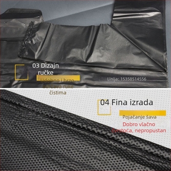 Velika crna vreća za otpad s ručkama u stilu prsluka, debeli HDPE, za hotelsku i kućnu upotrebu, dimenzije 80×100×120 cm