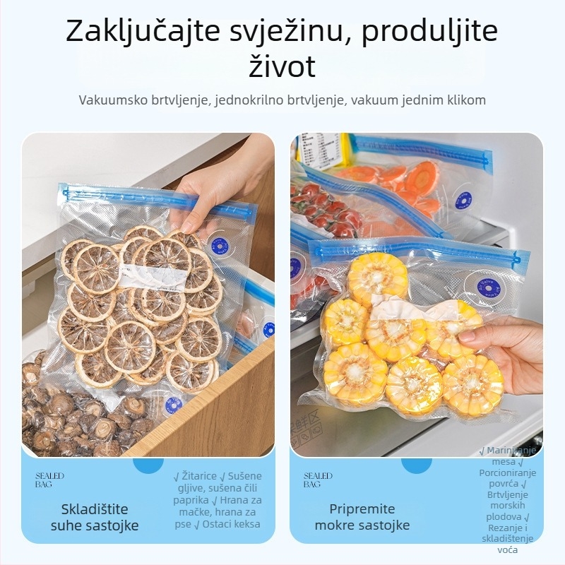 Debela vakuumska vrećica za hranu, očuvanje svježine, za hladnjak i zamrzivač, vrećica za vakuumsko zatvaranje povrća i namirnica
