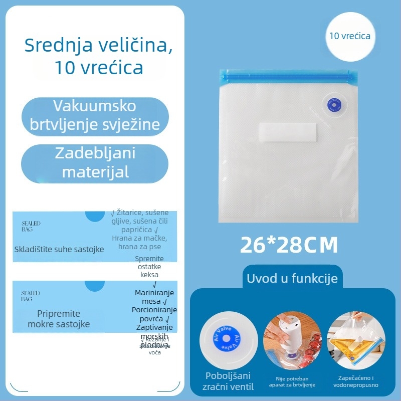 Debela vakuumska vrećica za hranu, očuvanje svježine, za hladnjak i zamrzivač, vrećica za vakuumsko zatvaranje povrća i namirnica