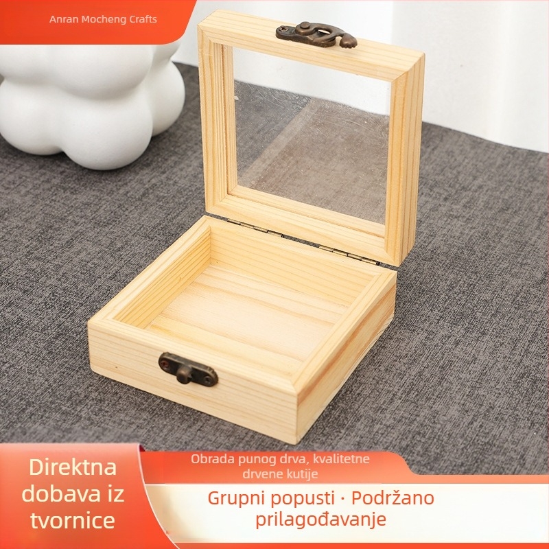 Drvena kutija za suvenire i nakit s akrilnim preklopnim poklopcem, drvena stolna kutija za pohranu očuvanih cvjetova