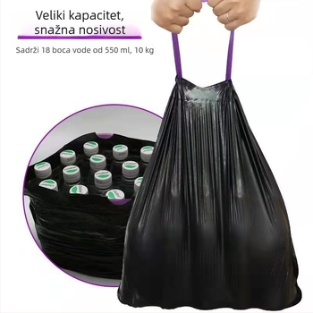E-Clean vreće za otpad u kuhinji, debele crne s vezicom, automatsko zatvaranje plastičnih vrećica