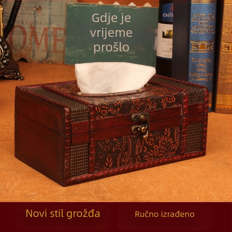 Drvena kutija za maramice i pohranu salveta, stolni držač salveta, dizajn novog kineskog stila, za dom i kafić