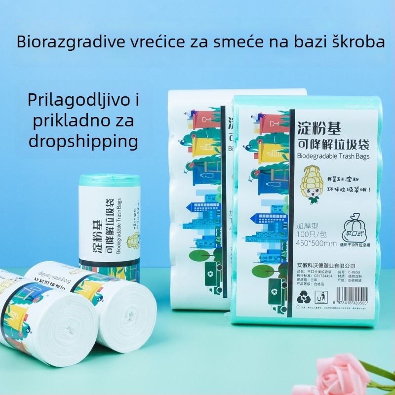Biodegradibilne vreće za smeće s debelim stijenkama, s tiskanim logom, za kućnu upotrebu, jednokratne