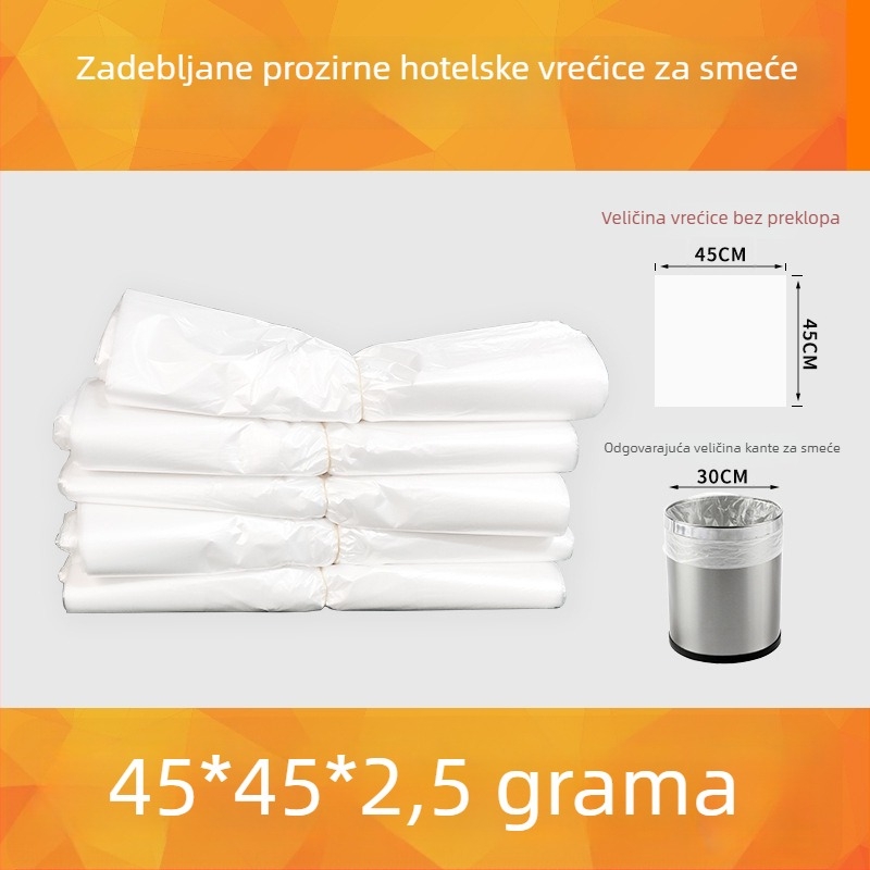 Hotelske vrećice za otpad za gostinjske sobe, jednokratne prozirne vreće za smeće, ojačane, s ravnim otvorom, za komercijalnu upotrebu