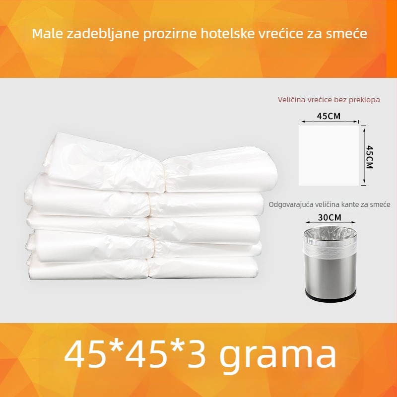 Hotelske vrećice za otpad za gostinjske sobe, jednokratne prozirne vreće za smeće, ojačane, s ravnim otvorom, za komercijalnu upotrebu