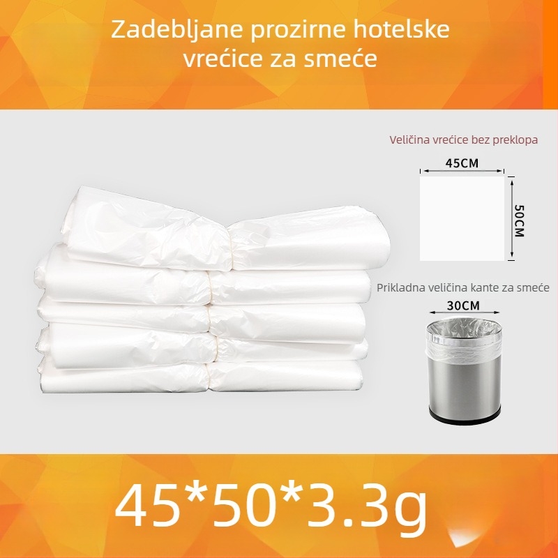 Hotelske vrećice za otpad za gostinjske sobe, jednokratne prozirne vreće za smeće, ojačane, s ravnim otvorom, za komercijalnu upotrebu