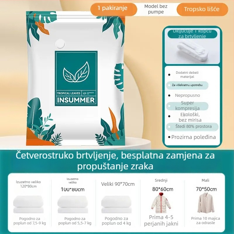 Vakuumska vreća za kompresiju za deke i odjeću, extra velika, debela, za kućno i putno skladištenje