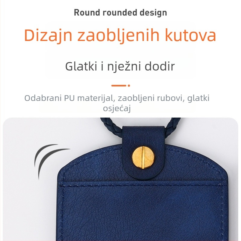 Sjajni zlatni PU kožni držač kartice za identifikacijske kartice, kartice pristupa i radni badge, ugravirani logotip, tiskani lančić za nošenje, prilagodljiv držač kartice