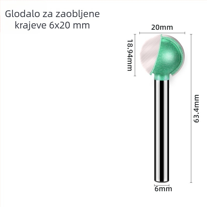 6 mm kuglasta freza za drvo s ravnim držačem – 9 tipova
