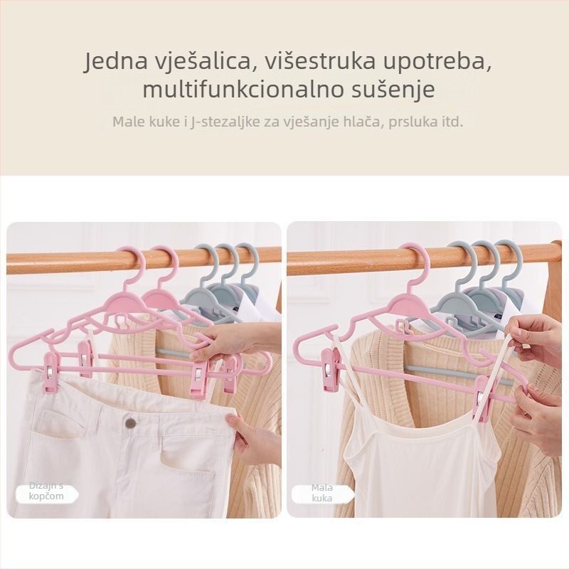 Protuklizna vješalica za Hanfu s ugrađenim klipsom, plastična kućna vješalica za odjeću (set od 5)