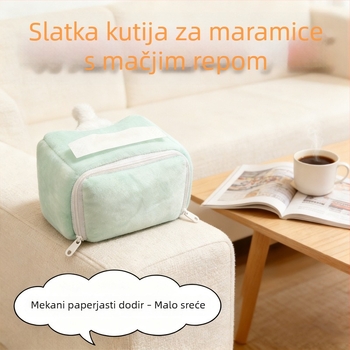 Kutija za maramice s pliš mačkom – visokokvalitetan dizajn, zaštita od prašine, auto dekoracija