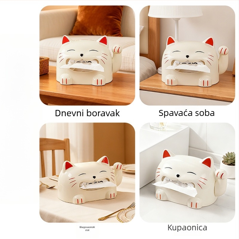 Kutija za maramice Lucky Cat – dekorativni stolni dodatak za dom i dnevni boravak