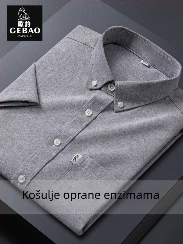 Muška košulja od pamuka Oxford, kratkih rukava, bez glačanja, otporna na nabore, poslovno-opušten stil, jednobojna