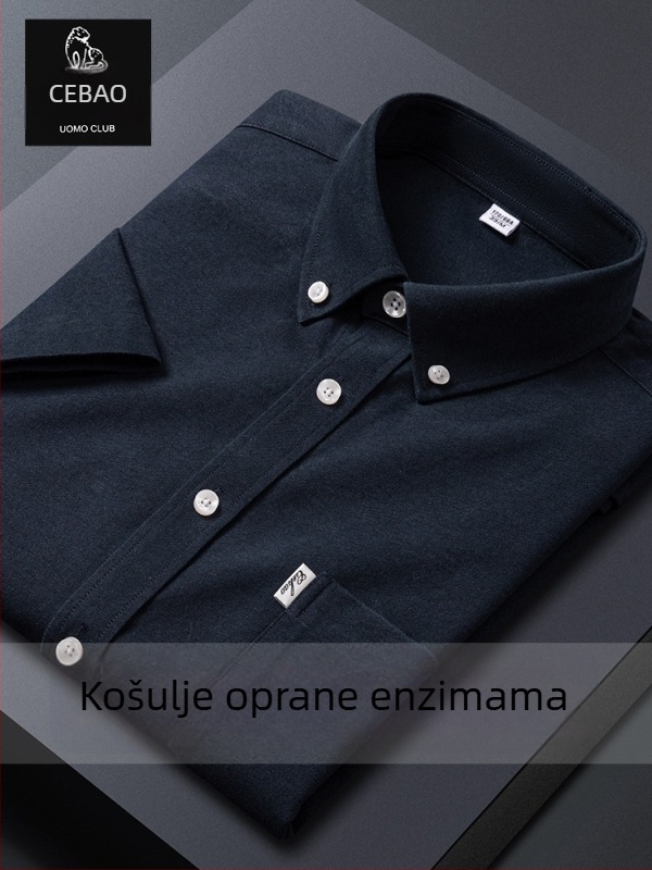 Muška košulja od pamuka Oxford, kratkih rukava, bez glačanja, otporna na nabore, poslovno-opušten stil, jednobojna