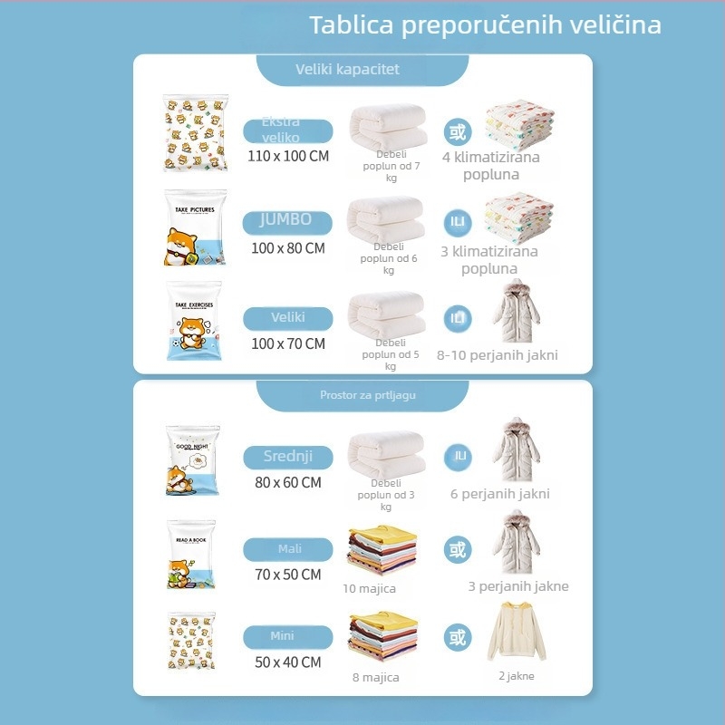 Vreća za vakuumsko skladištenje jorgana i odjeće s pumpom