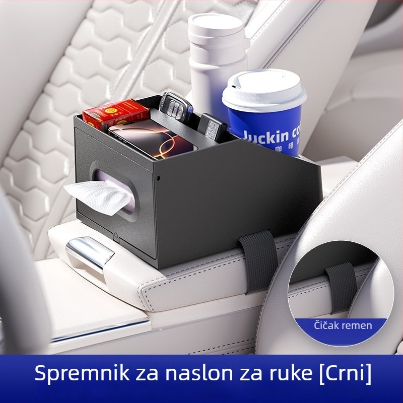 Organizator naslona za auto: višenamjenska kutija za maramice, središnje skladište i držač čaše