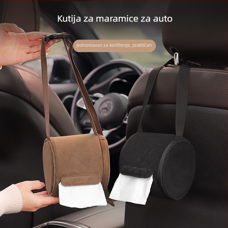 Kutija za maramice za auto, viseća na sjedalu, dodatak za unutrašnjost automobila, luksuzan izgled, veličina 52×12 cm