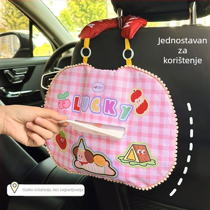 Automobilski viseći kutija za papirnate maramice s karikaturalnim dizajnom, prenosna, velika kapaciteta, od tkanine
