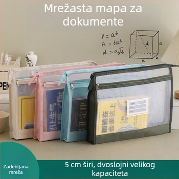 Dvoslojna mrežasta torba za dokumente po predmetima, velika kapaciteta, za domaće zadaće i ispite