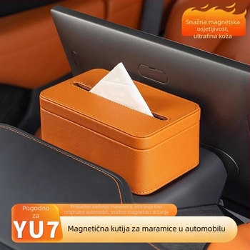 Kožna magnetska kutija za maramice za automobil Xiaomi Yu7, boja interijera usklađena, dimenzije 17×11.5×7.5 cm