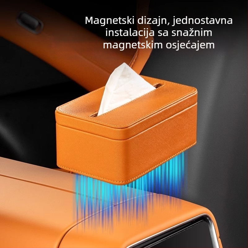 Kožna magnetska kutija za maramice za automobil Xiaomi Yu7, boja interijera usklađena, dimenzije 17×11.5×7.5 cm