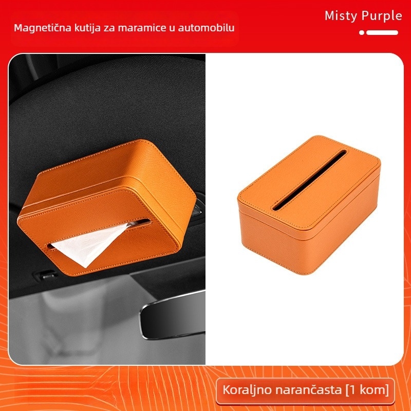 Kožna magnetska kutija za maramice za automobil Xiaomi Yu7, boja interijera usklađena, dimenzije 17×11.5×7.5 cm