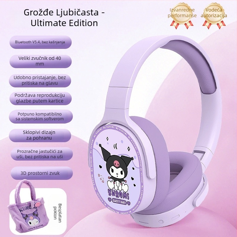 KE-55 Bežične over-ear slušalice, Bluetooth 5.3, dugi vijek baterije, kreativan dizajn s pliš torbicom za pohranu