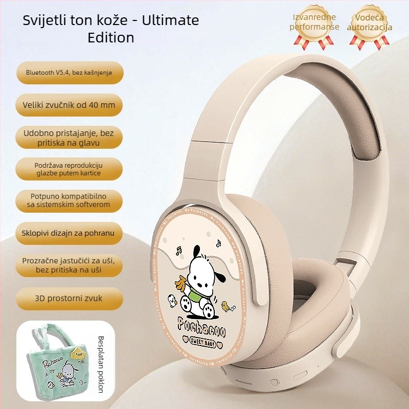KE-55 Bežične over-ear slušalice, Bluetooth 5.3, dugi vijek baterije, kreativan dizajn s pliš torbicom za pohranu